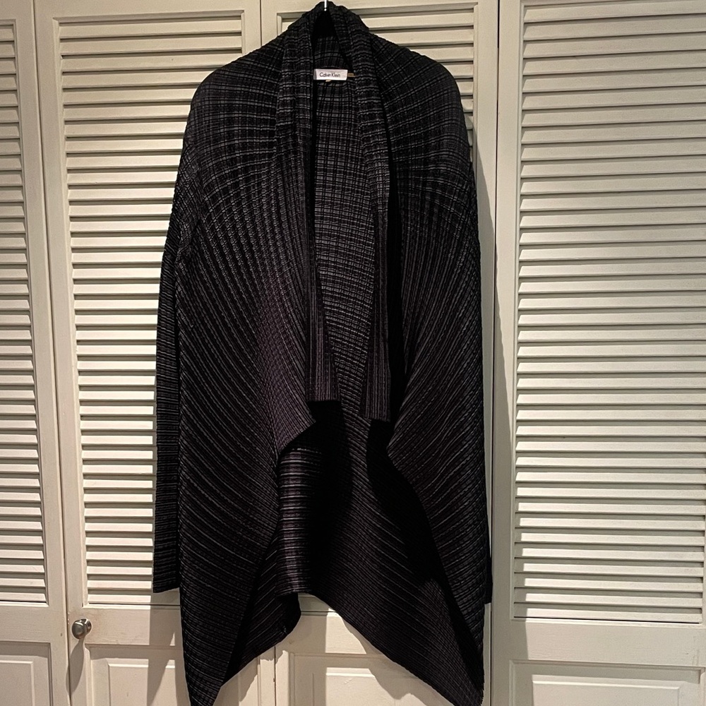 Calvin Klein cocoon style black open front jacket